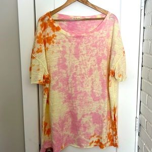 Free People Oversized Off the Shoulder Tye Dye Medium